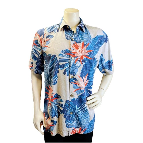 Tommy Bahama Mens L Blooming Palms Camp Shirt Breeze Overall Print Graphic - Picture 2 of 12